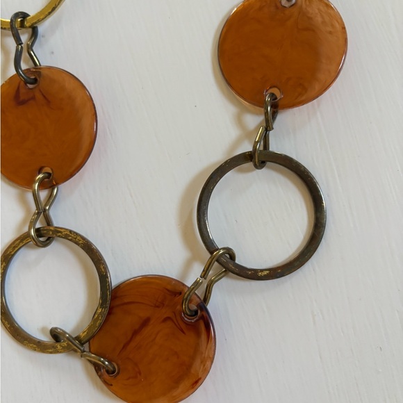 Vintage Adjustable Belt with Circular Lucite Medallions and Chain Links - Picture 2 of 6